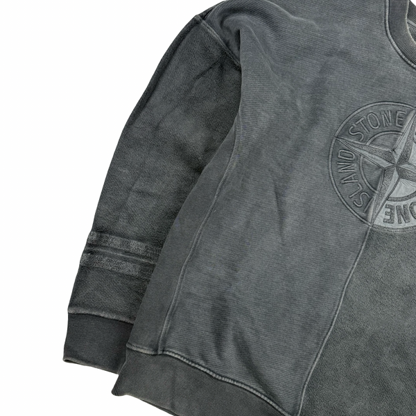 Stone Island 2019 Grey Cotton  Embroidered Compass Crewneck Jumper - Large