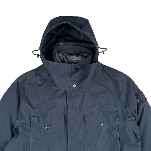 Stone Island 2022 O-Ventile Navy Ghost Piece Down Dutch Rope Puffer Jacket - Large