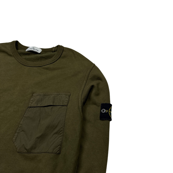 Stone Island 2018 Army Green Crewneck Sweatshirt - Large