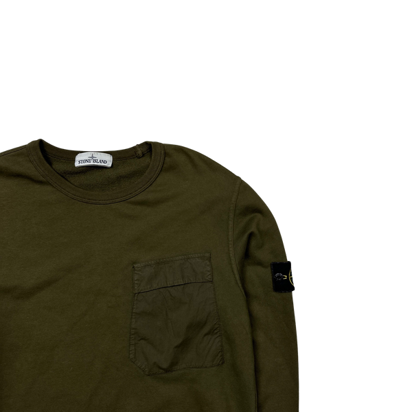 Stone Island 2018 Army Green Crewneck Sweatshirt - Large
