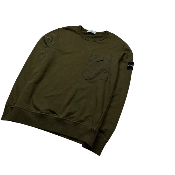 Stone Island 2018 Army Green Crewneck Sweatshirt - Large
