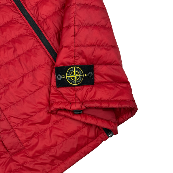 Stone Island 2015 Red Micro Rip Stop 7 Down Quilted Zip Vest Gilet - Medium
