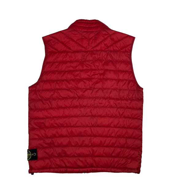 Stone Island 2015 Red Micro Rip Stop 7 Down Quilted Zip Vest Gilet - Medium