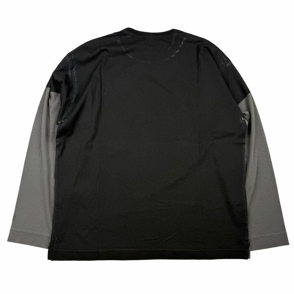 Stone Island x Supreme 2023 Grey/Black Cotton Crewneck Long Sleeve T Shirt - Medium