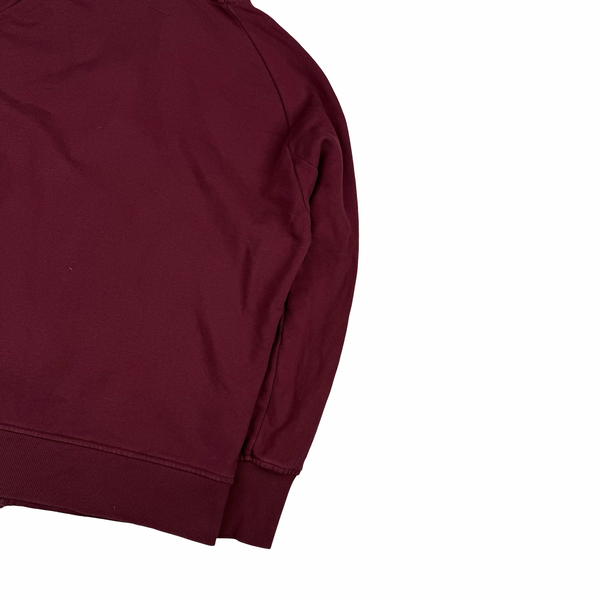CP Company Burgundy Hooded Full Face Zipped Cotton Lens View Jumper - Medium