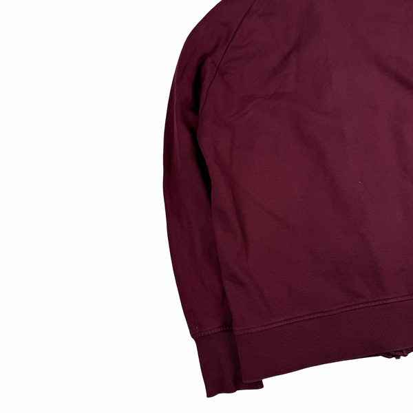 CP Company Burgundy Hooded Full Face Zipped Cotton Lens View Jumper - Medium