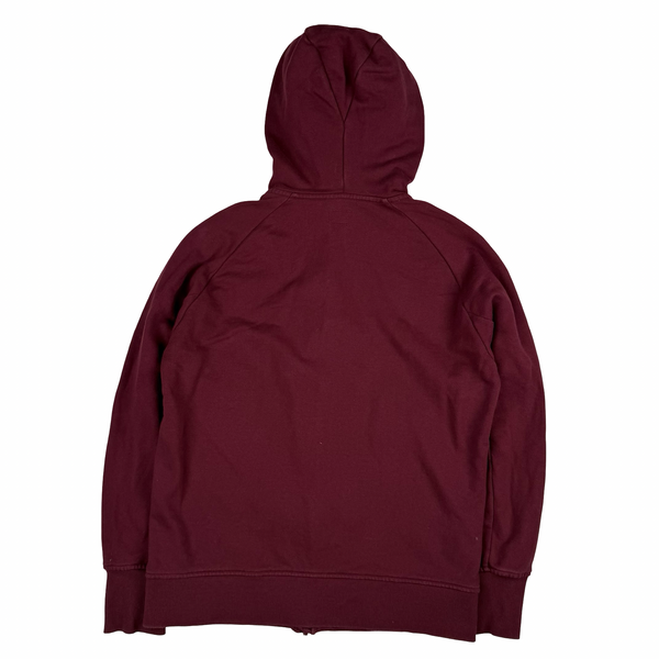 CP Company Burgundy Hooded Full Face Zipped Cotton Lens View Jumper - Medium