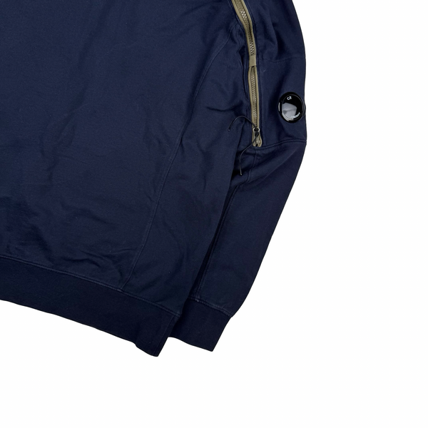 CP Company Navy Cotton Lens Viewer Zip Detail Crewneck - Medium