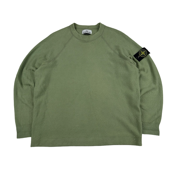 Stone Island 2023 Green Soft Cotton Blend Crewneck Jumper - Large