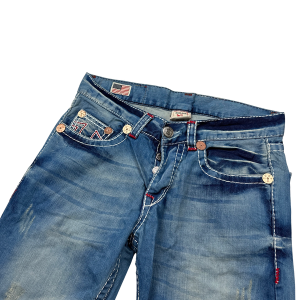 True Religion Ricky Rainbow Contrast Stitch Denim Jeans - 32"