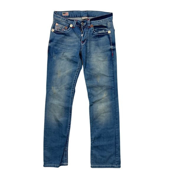 True Religion Ricky Rainbow Contrast Stitch Denim Jeans - 32"