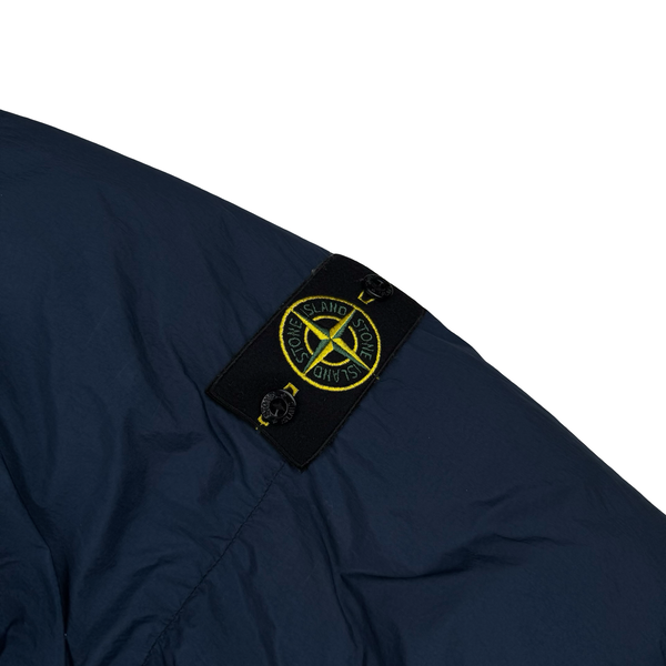 Stone Island 2015 Fur Trim Blue Crinkle Reps Puffer Jacket - XXL