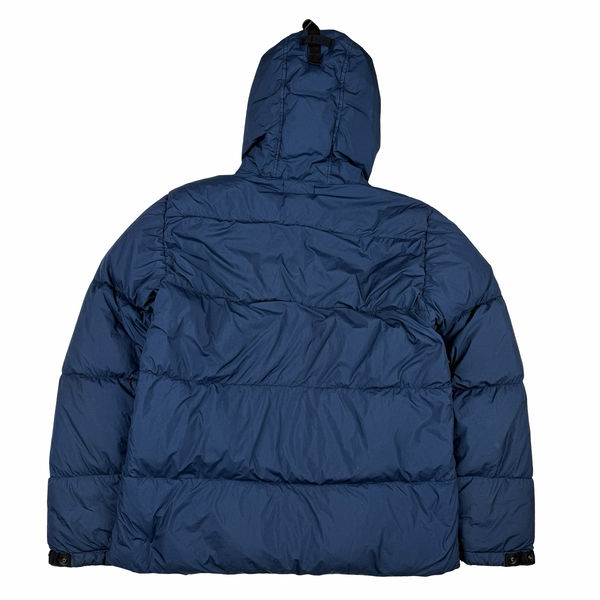 Stone Island 2015 Fur Trim Blue Crinkle Reps Puffer Jacket - XXL