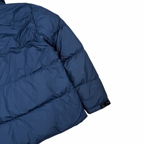 Stone Island 2015 Fur Trim Blue Crinkle Reps Puffer Jacket - XXL