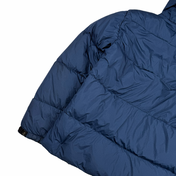 Stone Island 2015 Fur Trim Blue Crinkle Reps Puffer Jacket - XXL