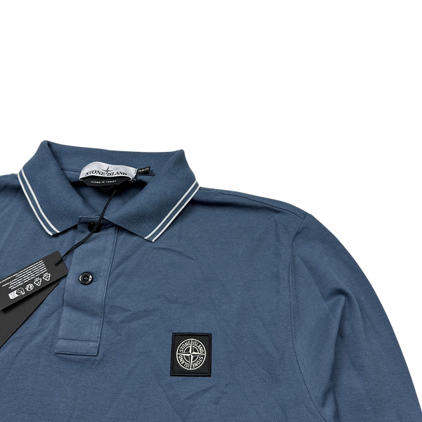 Stone Island 2023 Blue Longsleeve Polo Shirt - Large