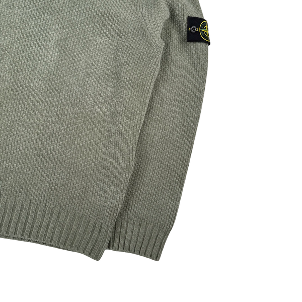 Stone Island 2026 Sage Cotton Chenille Knit Crewneck Jumper - Medium