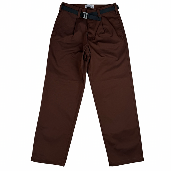 Stone Island 2025 Brown Canvas Marina Gabardin Chino Trousers - 30" (Small) / 32" (Medium)