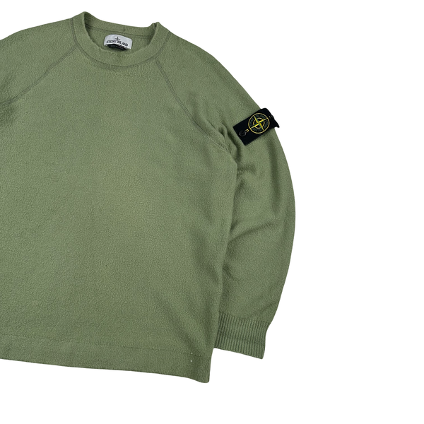 Stone Island 2023 Green Soft Cotton Blend Crewneck Jumper - Large