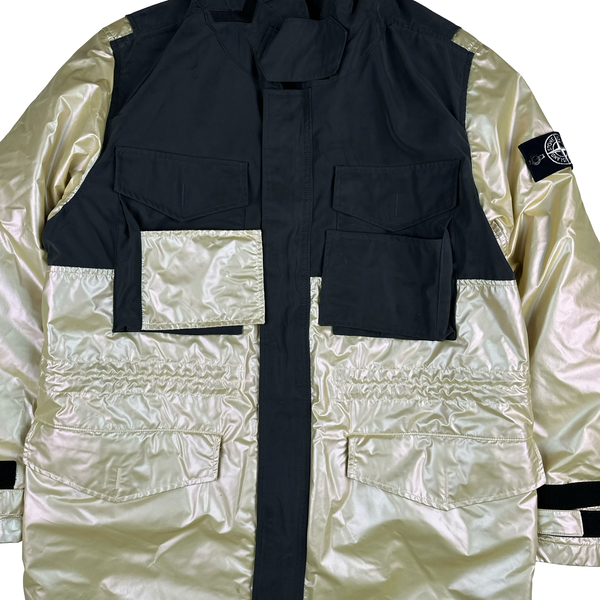 Stone Island 2018 Yellow Iridescent Coating Tela Reflex Mat 3 in 1 Iridescent Reflex Parka Jacket - Large