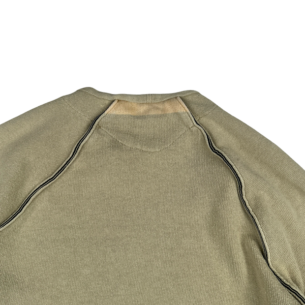 Stone Island 2003 Tan Mock Neck Ribbed Cotton Pullover - XL