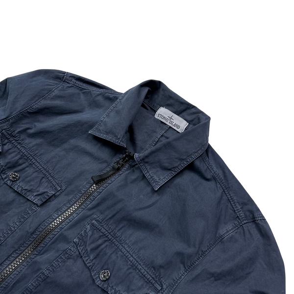 Stone Island 2019 Navy Cotton Zipped Overshirt - Small