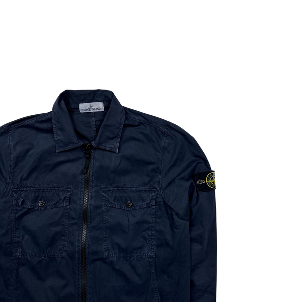 Stone Island 2019 Navy Cotton Zipped Overshirt - Small