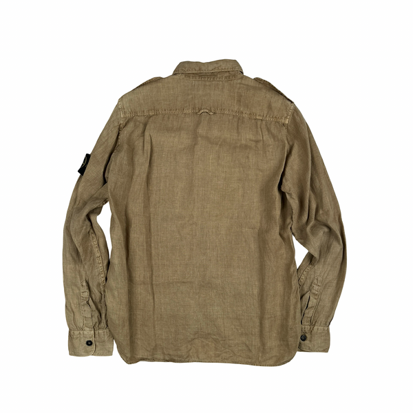 Stone Island 2015 Tan Linen Buttoned Shirt - Small