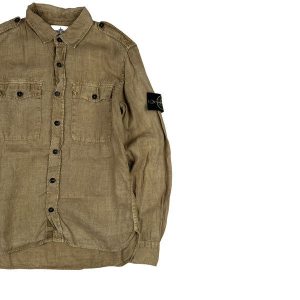 Stone Island 2015 Tan Linen Buttoned Shirt - Small