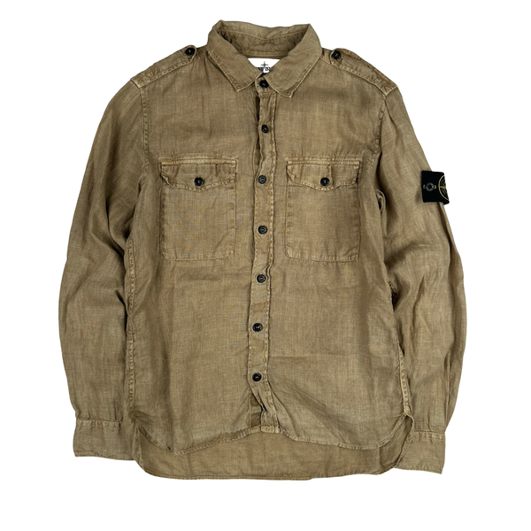 Stone Island 2015 Tan Linen Buttoned Shirt - Small