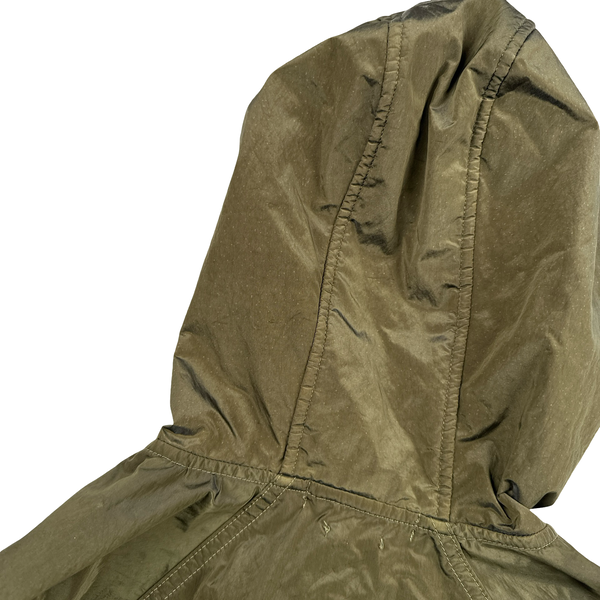 Stone Island 2004 Spellout Khaki Nylon Metal Velvet Lined Jacket - Medium