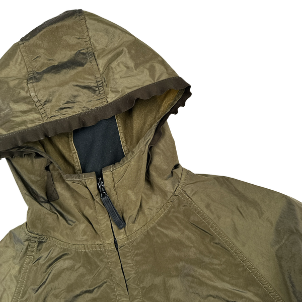Stone Island 2004 Spellout Khaki Nylon Metal Velvet Lined Jacket - Medium