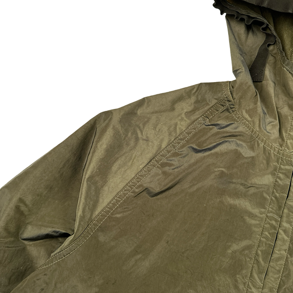 Stone Island 2004 Spellout Khaki Nylon Metal Velvet Lined Jacket - Medium