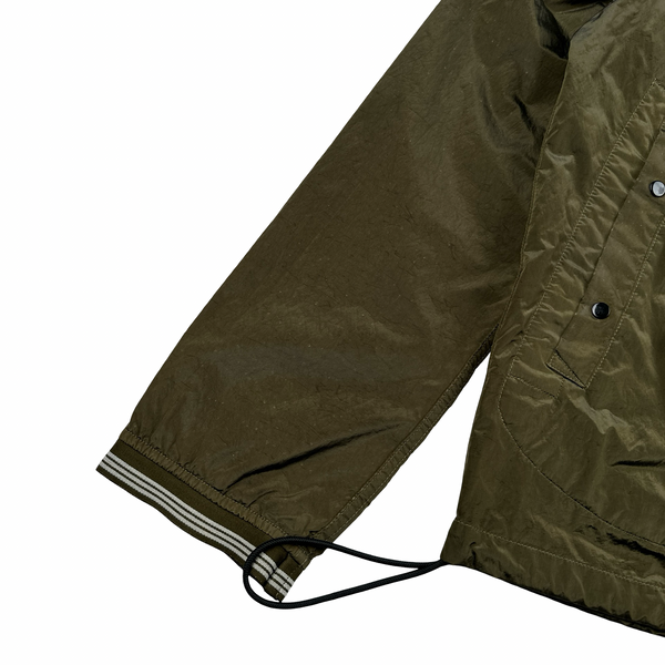 Stone Island 2004 Spellout Khaki Nylon Metal Velvet Lined Jacket - Medium