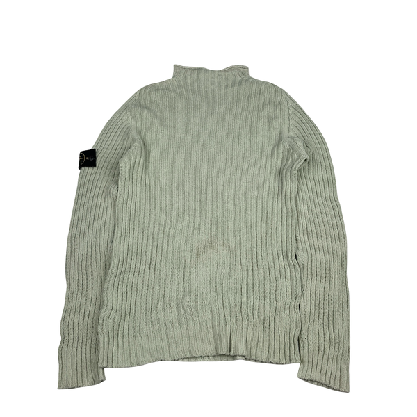 Stone Island 2003 Pale Green Cotton Knitted Jumper -XL
