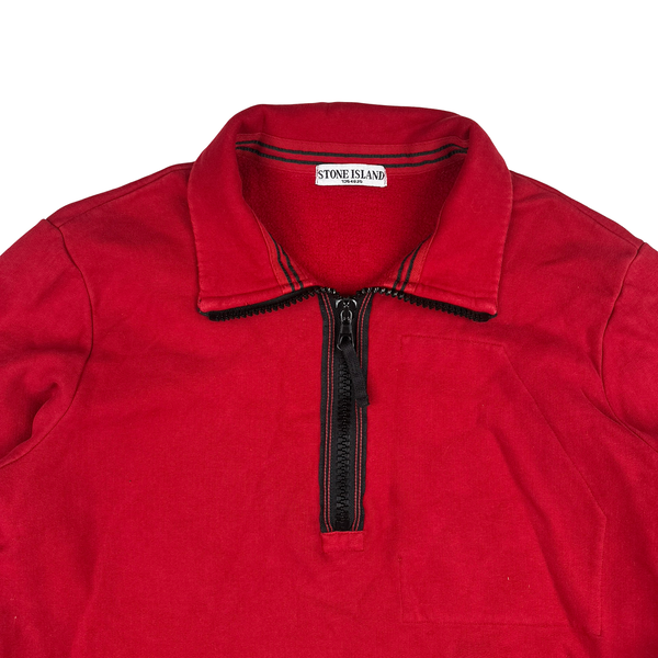 Stone Island 2008 Red Quarter Zip Jumper - Medium