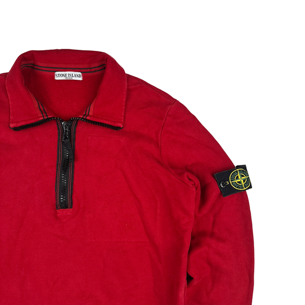 Stone Island 2008 Red Quarter Zip Jumper - Medium