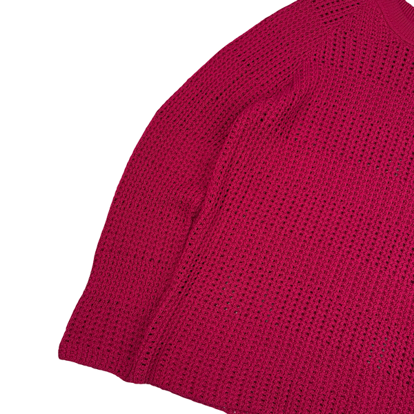 Stone Island 2022 Cerise Thick Woven Cotton Flax Knit Crewneck Jumper - Large