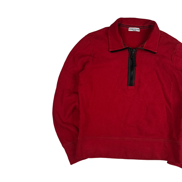 Stone Island 2008 Red Quarter Zip Jumper - Medium