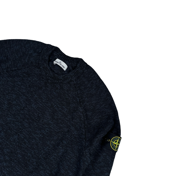 Stone Island 2021 Variated Navy Wool Knit Crewneck - Medium