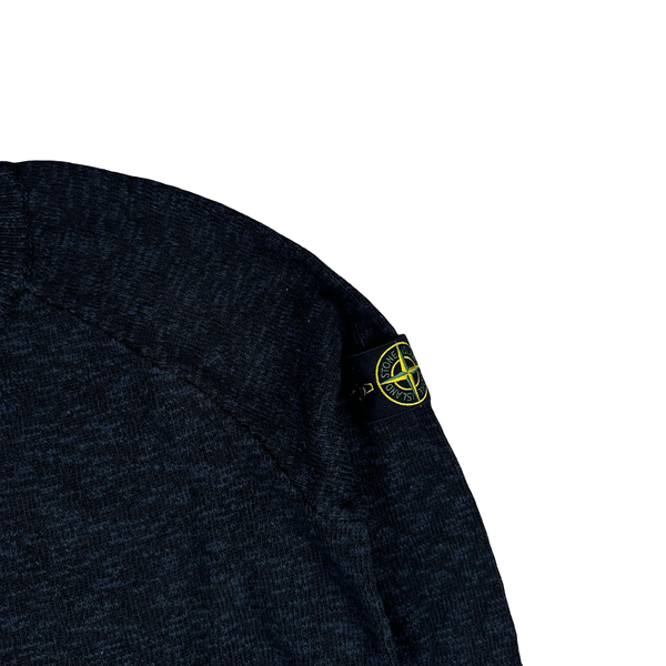 Stone Island 2021 Variated Navy Wool Knit Crewneck - Medium
