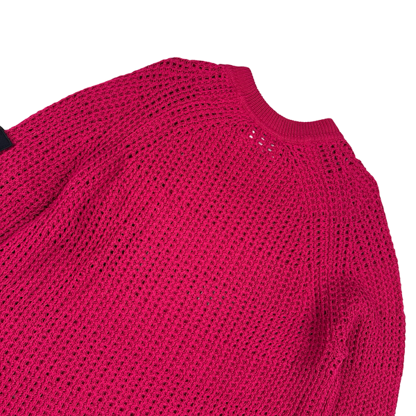 Stone Island 2022 Cerise Thick Woven Cotton Flax Knit Crewneck Jumper - Large