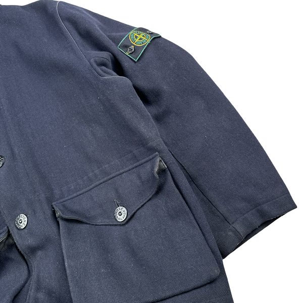 Stone Island 1998 Navy Vintage Wool Buttoned Jacket - Large