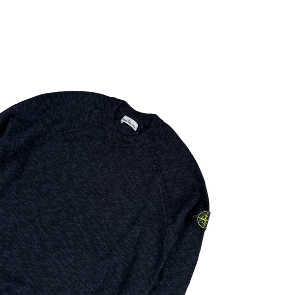 Stone Island 2021 Variated Navy Wool Knit Crewneck - Medium