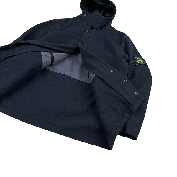 Stone Island 1998 Navy Vintage Wool Buttoned Jacket - Large