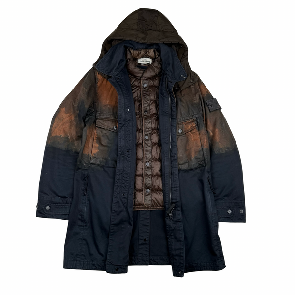 Stone Island 2014 Raso Hand Painted Tortoise Shell Camo Hooded Jacket - Small