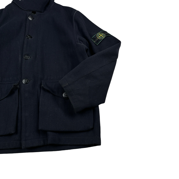 Stone Island 1998 Navy Vintage Wool Buttoned Jacket - Large