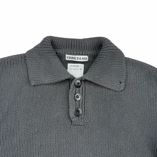 Stone Island Vintage 1998 Grey Knitted Cotton Jumper - Medium