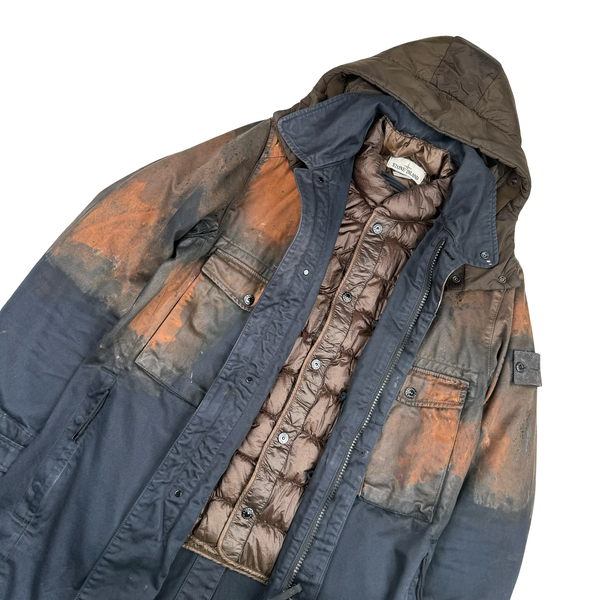 Stone Island 2014 Raso Hand Painted Tortoise Shell Camo Hooded Jacket - Small