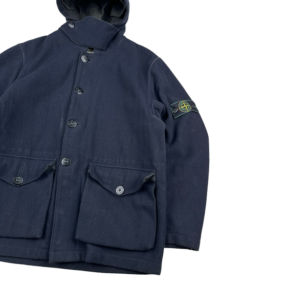 Stone Island 1998 Navy Vintage Wool Buttoned Jacket - Large